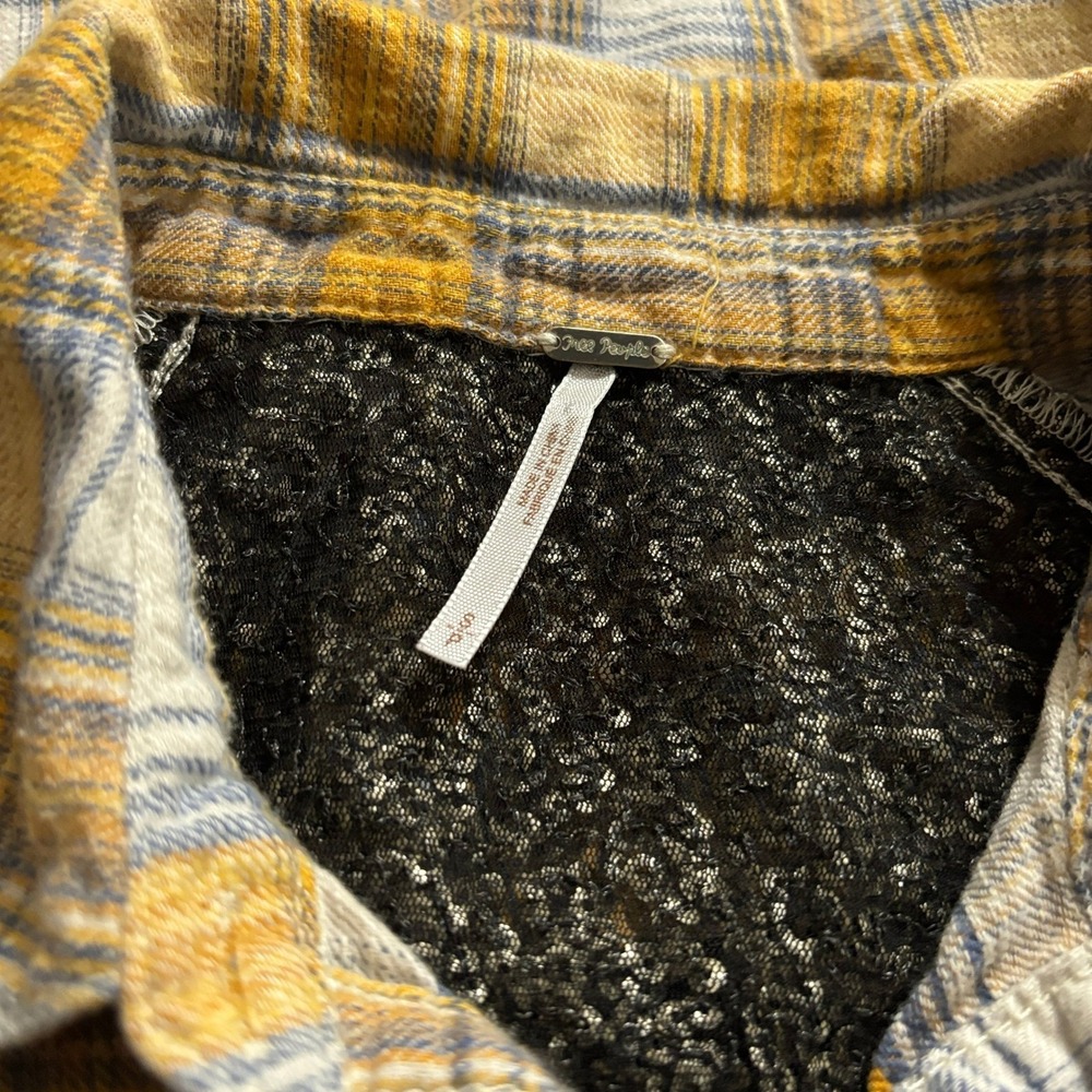 Free People Women's Small Little Bit of Sugar Sequined Flannel Button Up Shirt - Picture 3 of 7